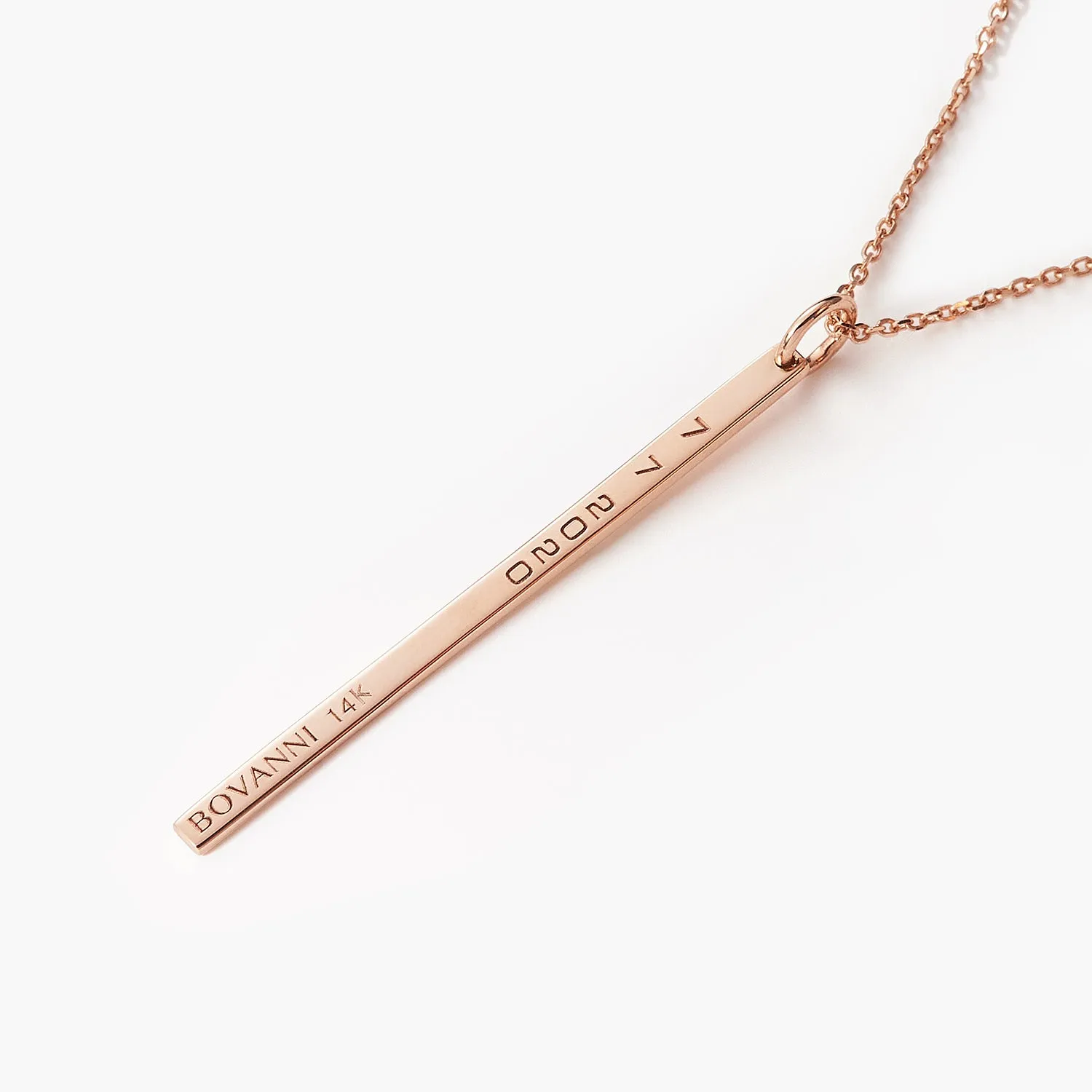 Minimalist Pillar Bar Vertical 14K Solid Gold Necklace