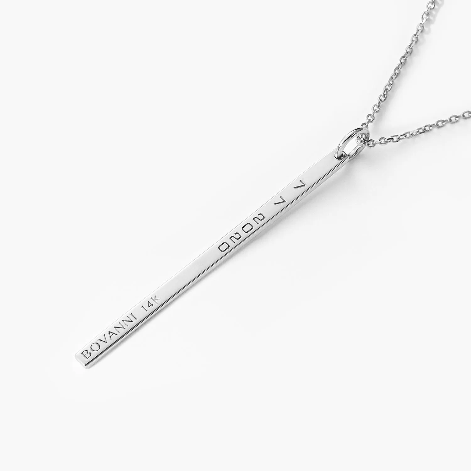 Minimalist Pillar Bar Vertical 14K Solid Gold Necklace
