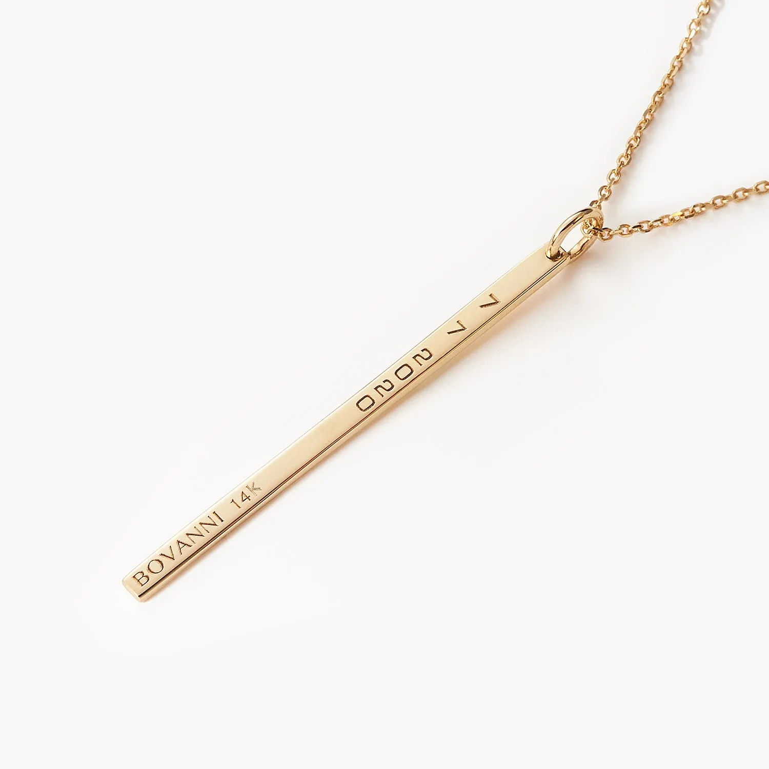 Minimalist Pillar Bar Vertical 14K Solid Gold Necklace