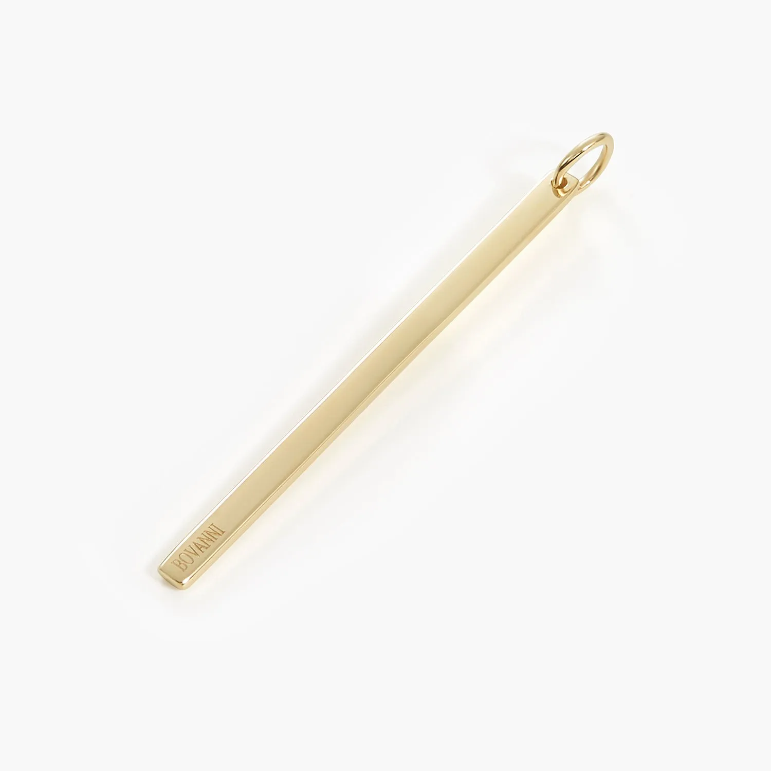 Minimalist Pillar Bar Vertical 14K Solid Gold Necklace