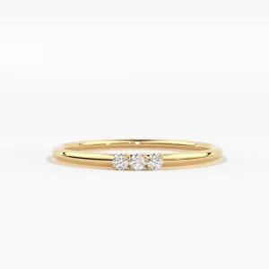 Minimalist Ring 14k Solid Gold / Diamond Ring / 1.5MM Triple Stone Ring / Thin Gold Stacking Rings / Promise Ring / Christmas Gift