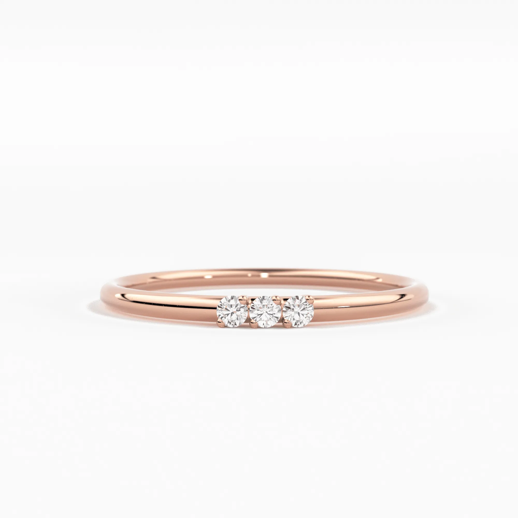 Minimalist Ring 14k Solid Gold / Diamond Ring / 1.5MM Triple Stone Ring / Thin Gold Stacking Rings / Promise Ring / Christmas Gift