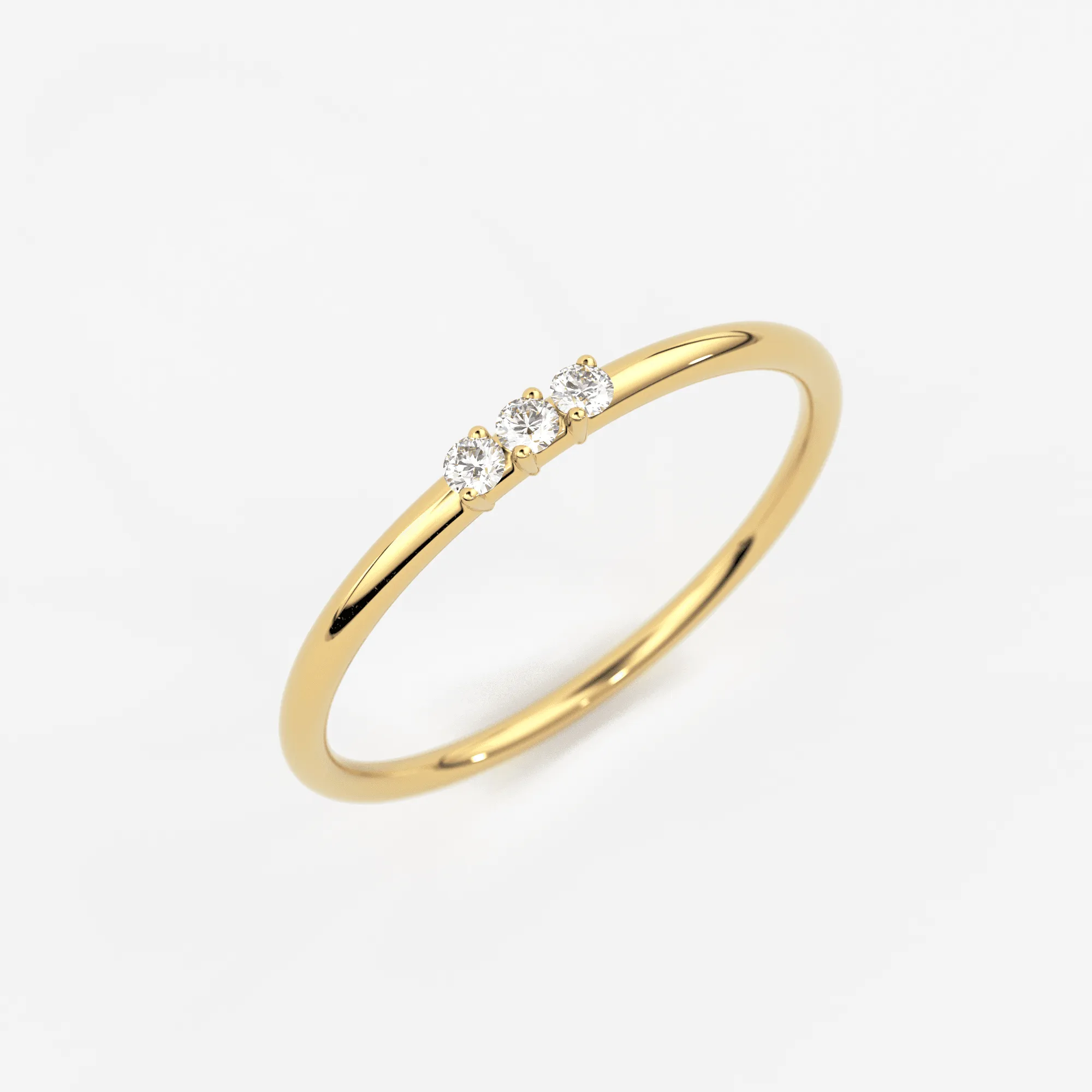 Minimalist Ring 14k Solid Gold / Diamond Ring / 1.5MM Triple Stone Ring / Thin Gold Stacking Rings / Promise Ring / Christmas Gift