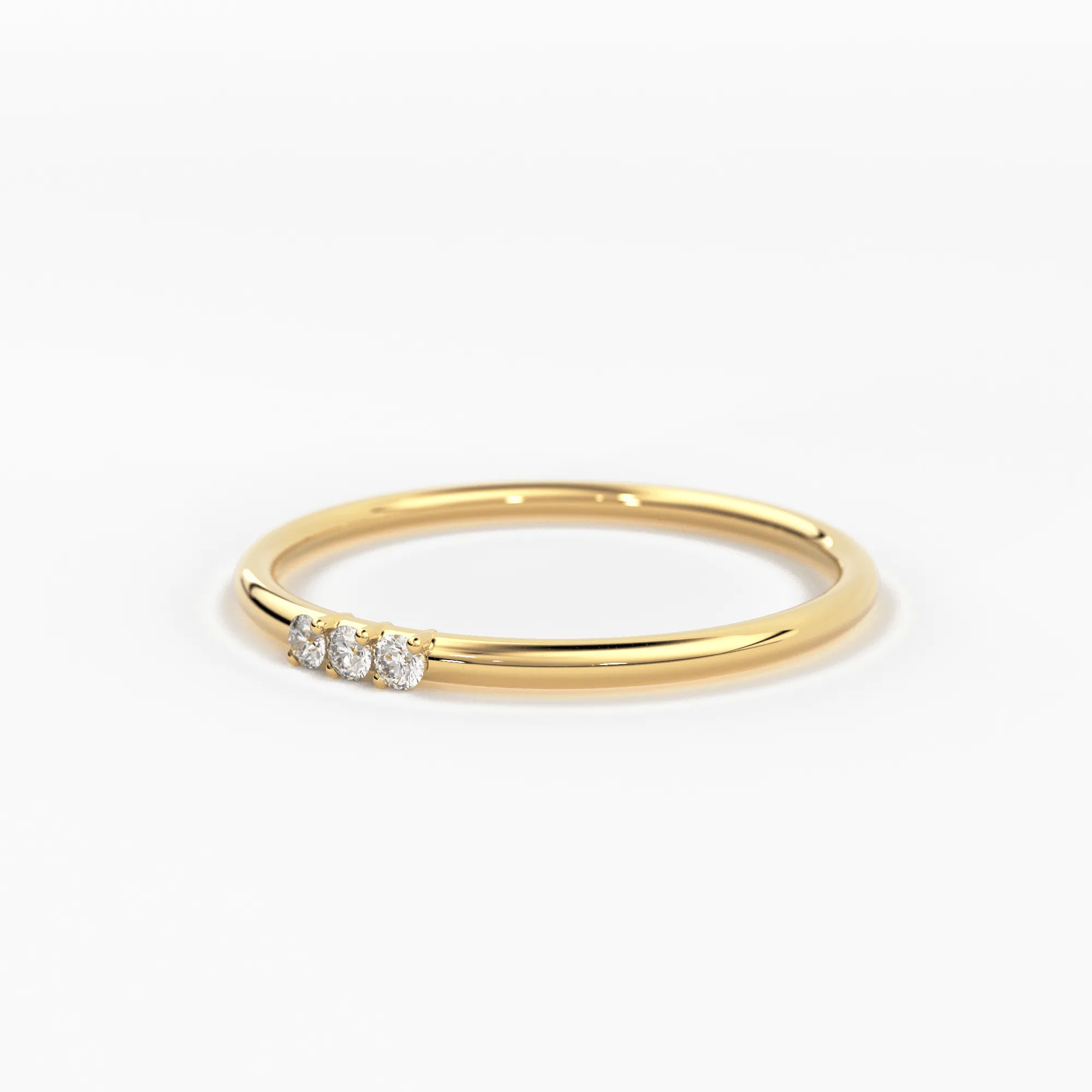 Minimalist Ring 14k Solid Gold / Diamond Ring / 1.5MM Triple Stone Ring / Thin Gold Stacking Rings / Promise Ring / Christmas Gift