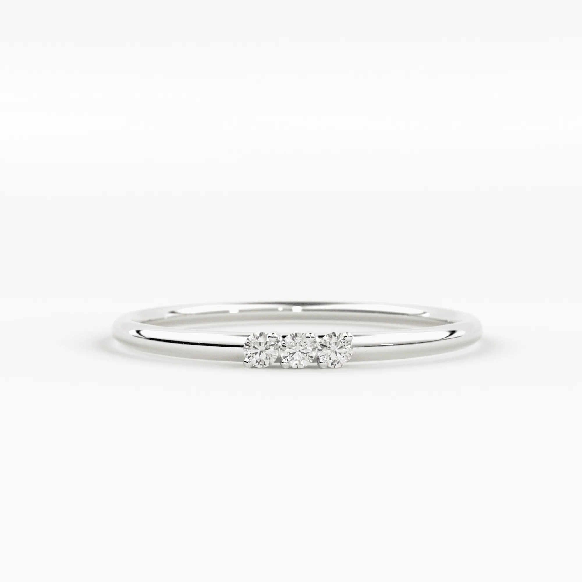 Minimalist Ring 14k Solid Gold / Diamond Ring / 1.5MM Triple Stone Ring / Thin Gold Stacking Rings / Promise Ring / Christmas Gift