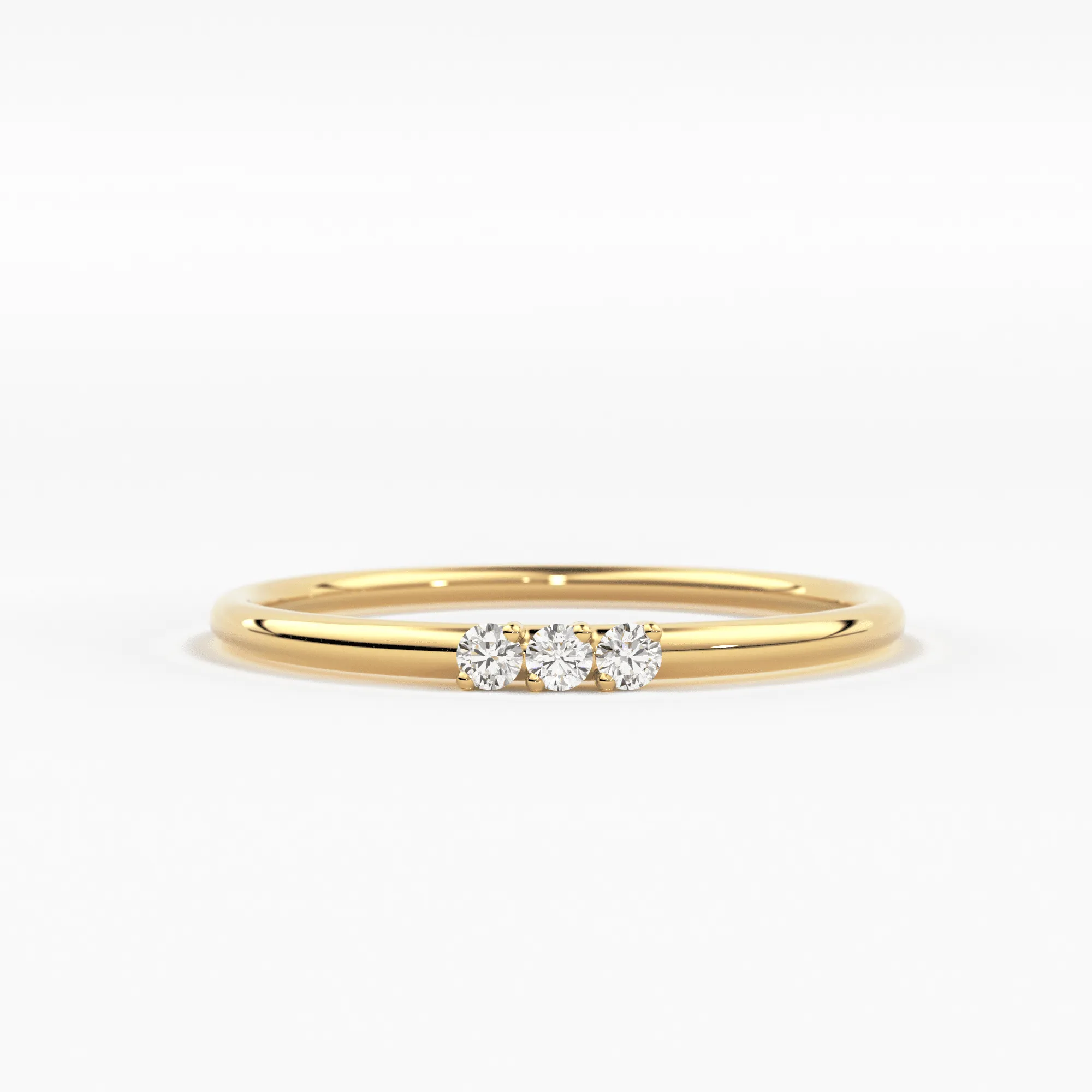Minimalist Ring 14k Solid Gold / Diamond Ring / 1.5MM Triple Stone Ring / Thin Gold Stacking Rings / Promise Ring / Christmas Gift