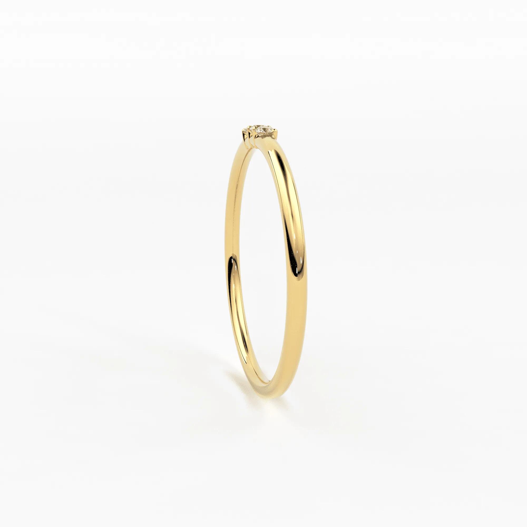 Minimalist Ring 14k Solid Gold / Diamond Ring / 1.5MM Triple Stone Ring / Thin Gold Stacking Rings / Promise Ring / Christmas Gift