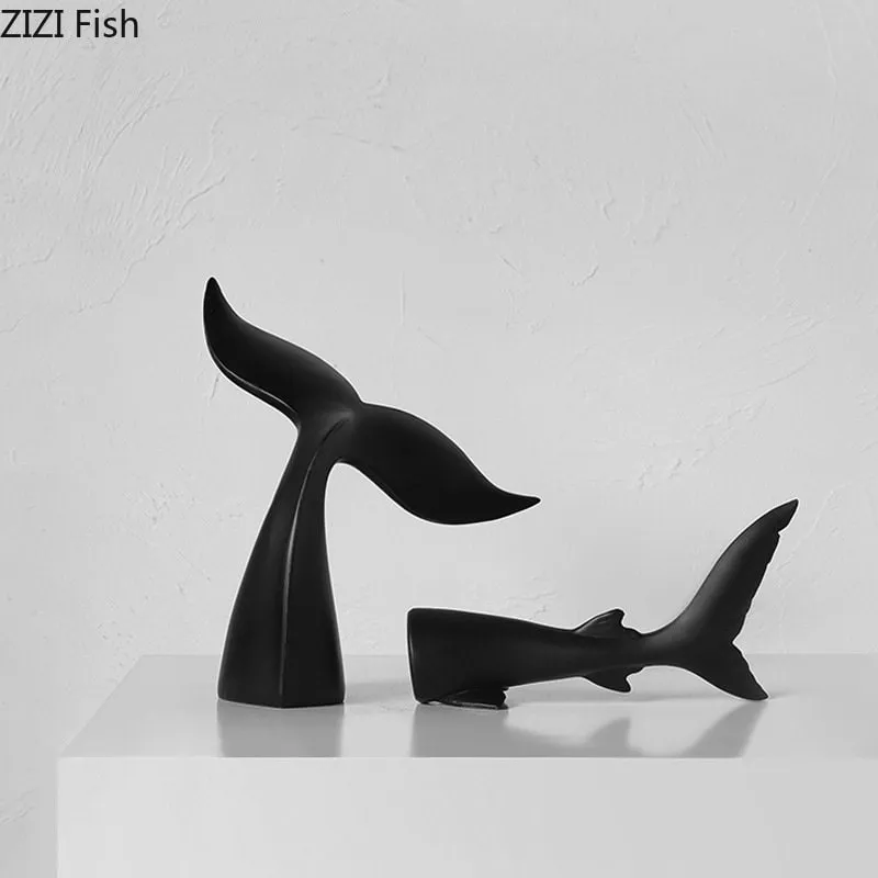 Minimalist Shark & Whale Tale Figures in Black