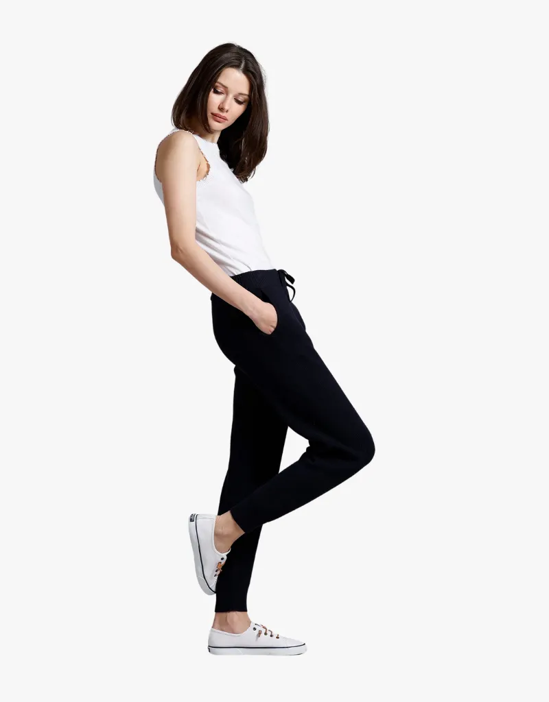 Minnie Rose Cotton Cashmere Baby Shaker Joggers in Navy
