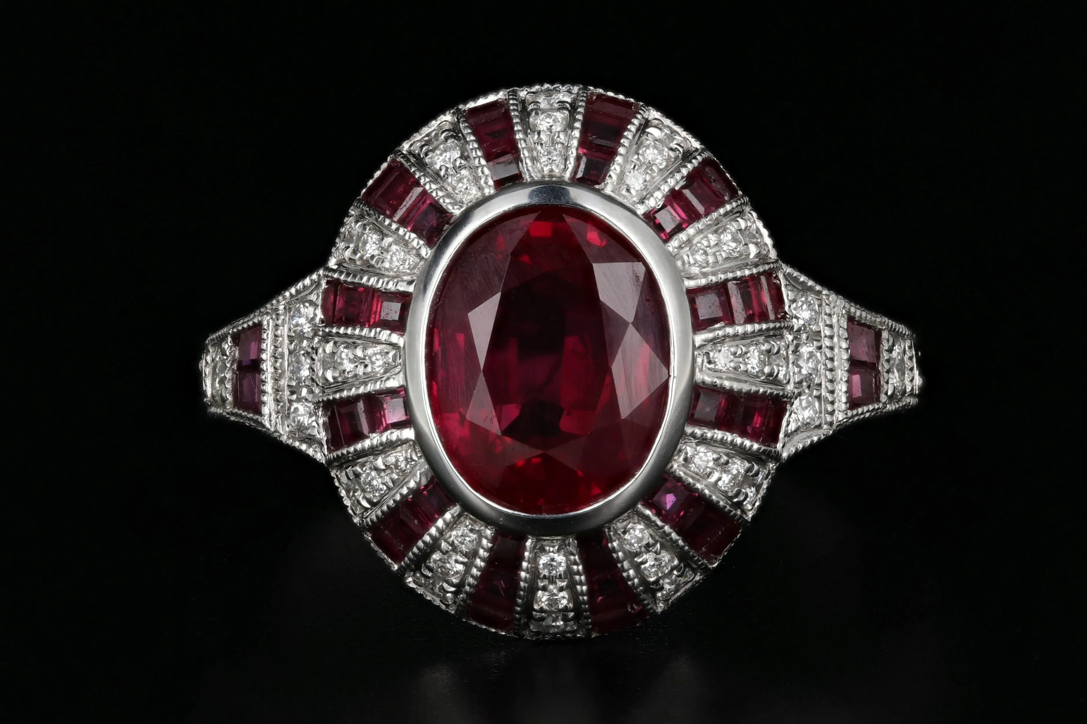 Modern 14K White Gold 2.11 Carat Natural Burma Ruby & Diamond Ring GIA Certified