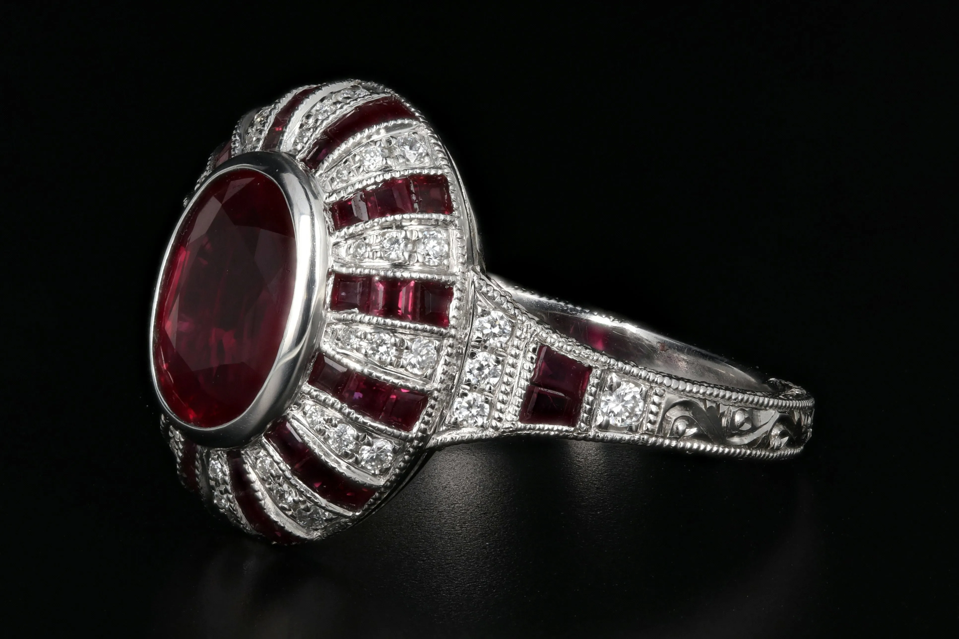 Modern 14K White Gold 2.11 Carat Natural Burma Ruby & Diamond Ring GIA Certified