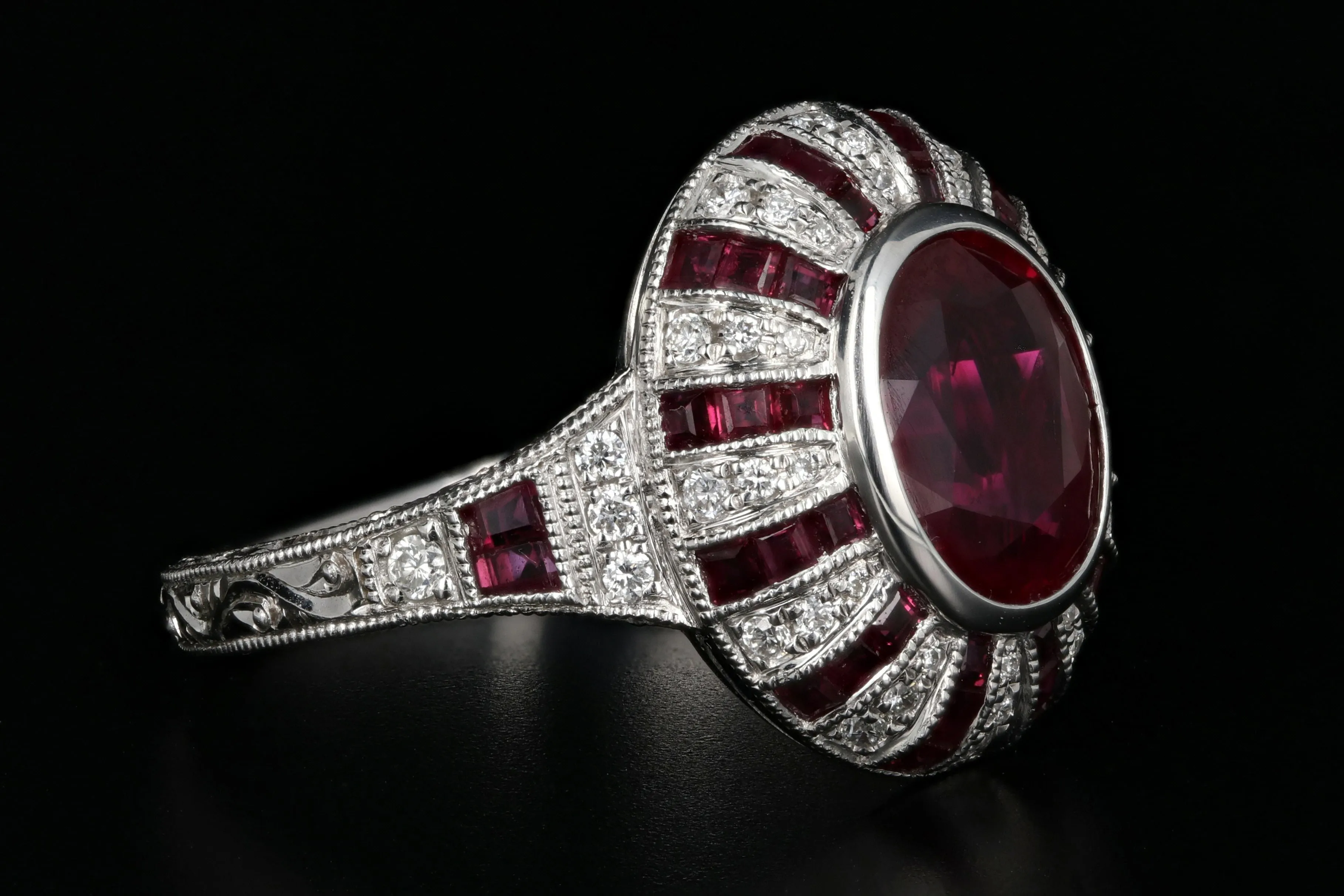 Modern 14K White Gold 2.11 Carat Natural Burma Ruby & Diamond Ring GIA Certified