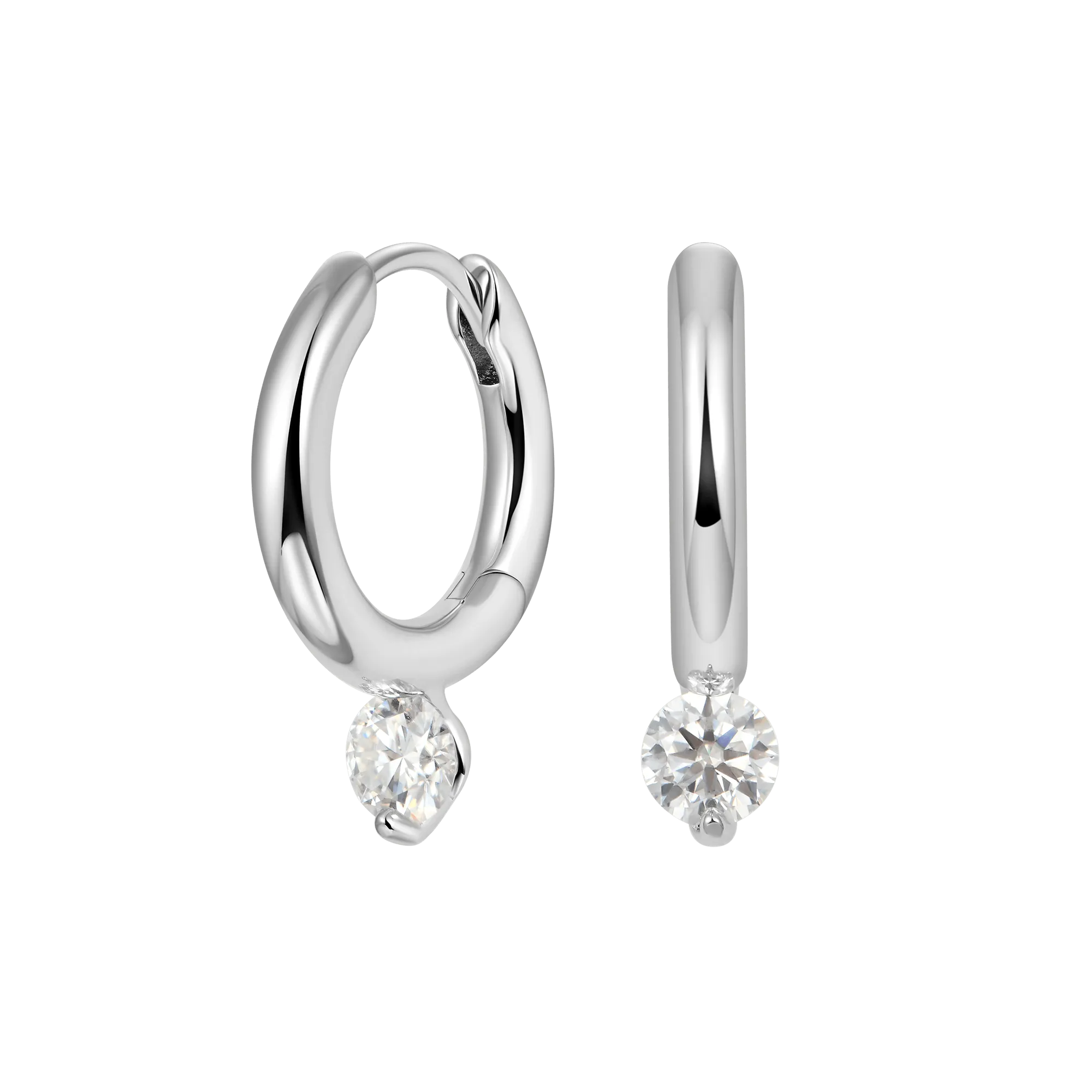 Moissanite Solitaire Hoop Earring - Single