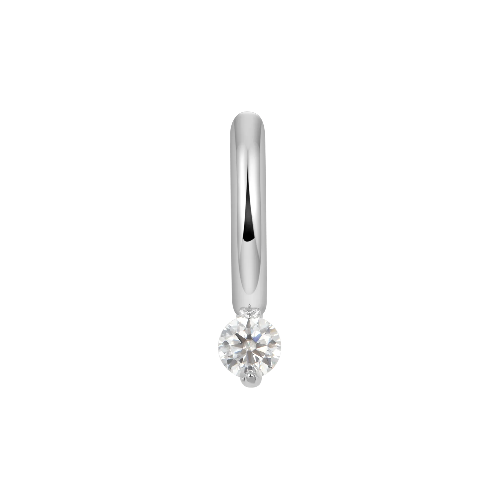 Moissanite Solitaire Hoop Earring - Single