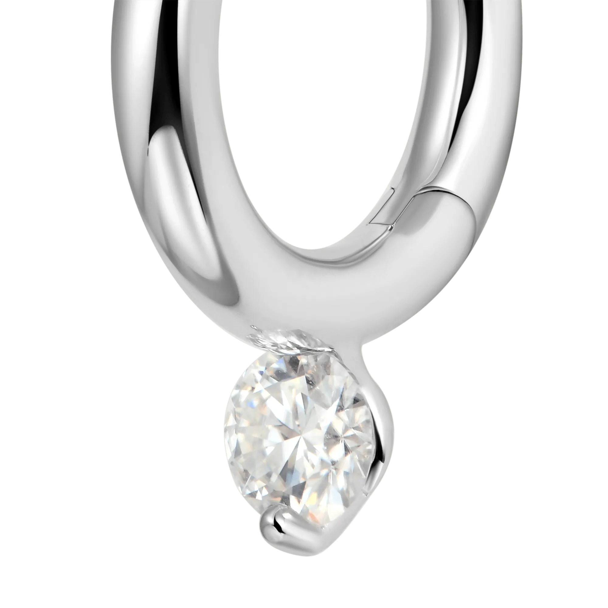 Moissanite Solitaire Hoop Earring - Single