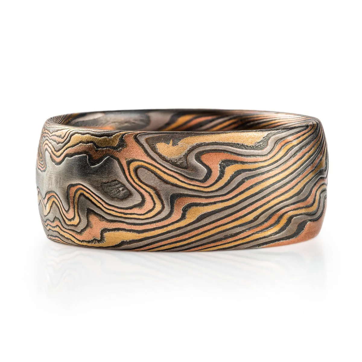 Mokume Gane Kazaru Ring in Twist Pattern