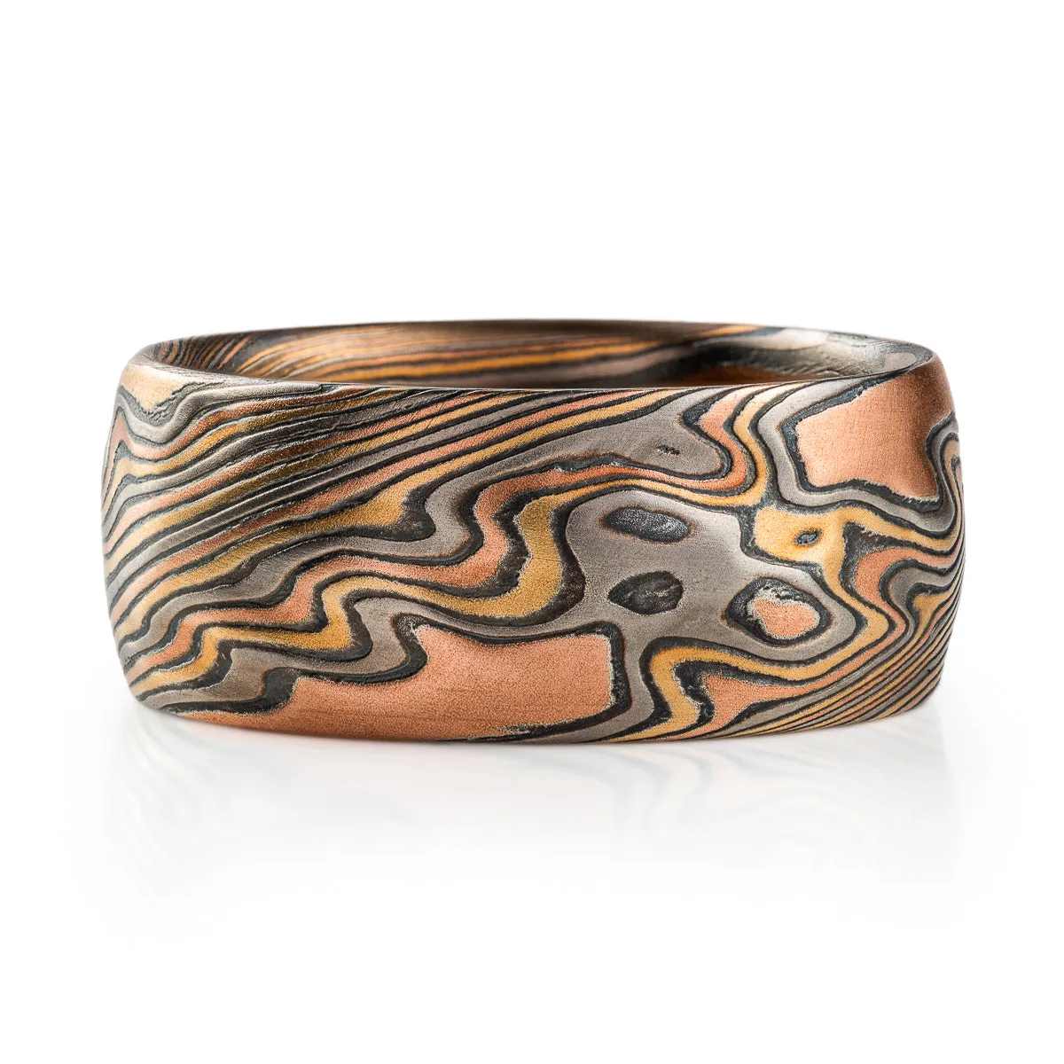 Mokume Gane Kazaru Ring in Twist Pattern
