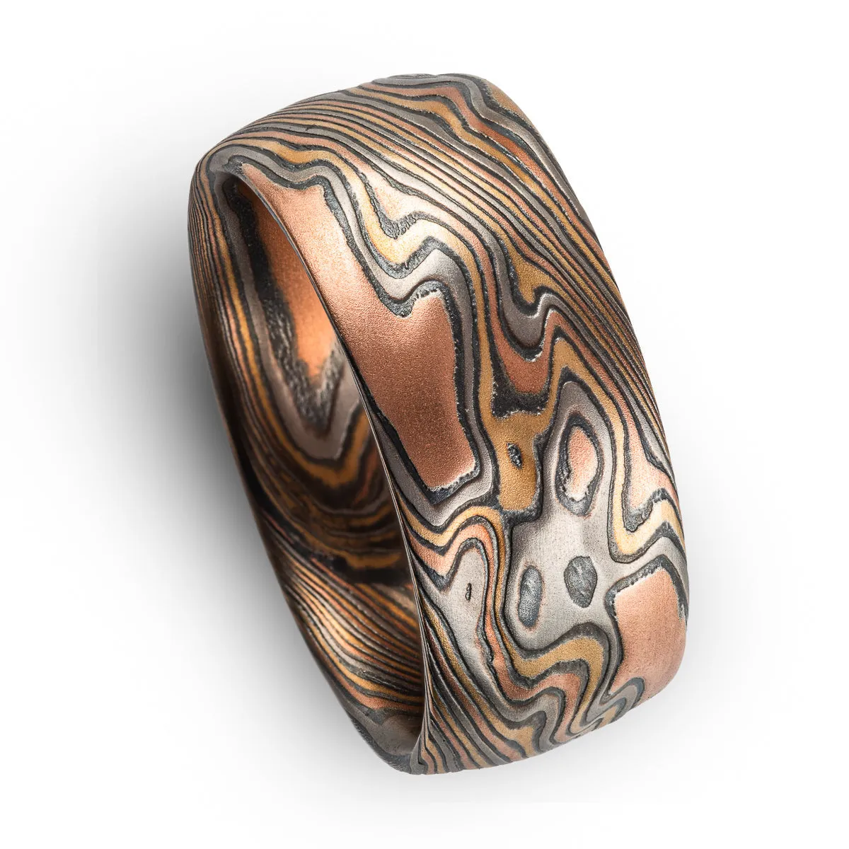 Mokume Gane Kazaru Ring in Twist Pattern
