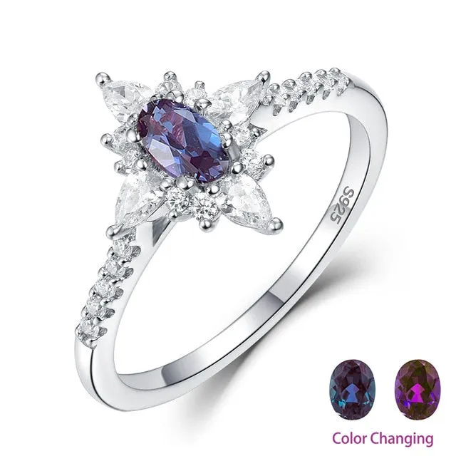 Natural Alexandrite Gemstone Ring 925 Sterling Silver Women's wedding Jewelry