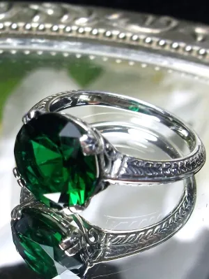 Natural Emerald Ring, Button Ring, Art Deco 1930's Style Jewelry, #D12