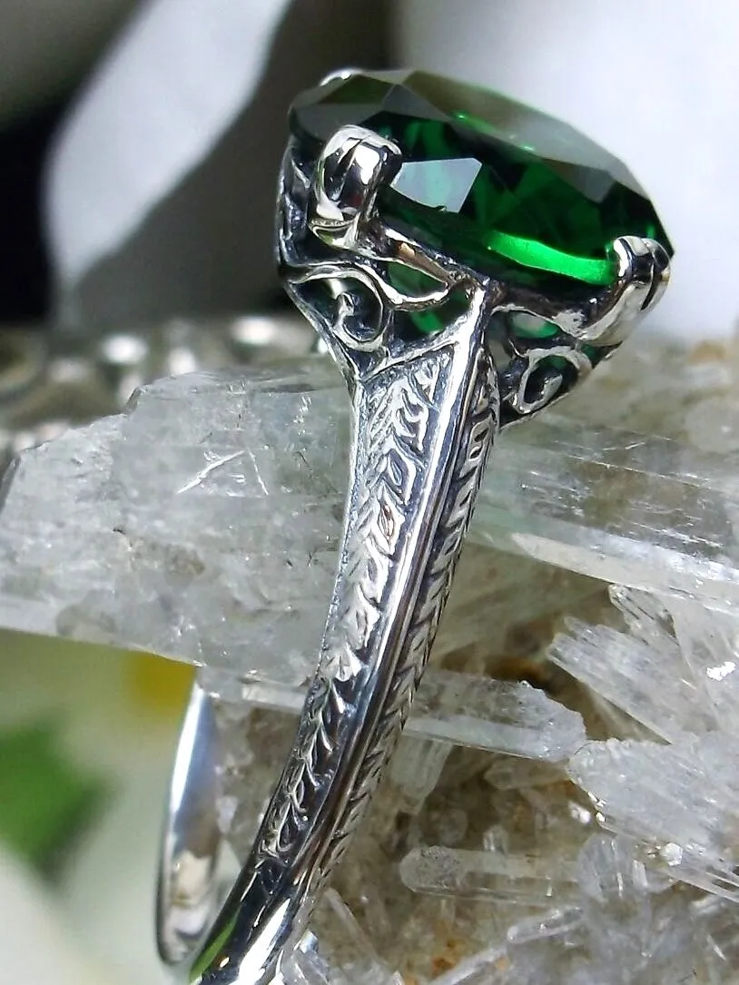 Natural Emerald Ring, Button Ring, Art Deco 1930's Style Jewelry, #D12