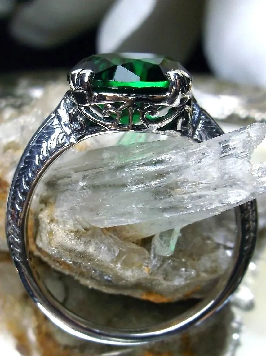 Natural Emerald Ring, Button Ring, Art Deco 1930's Style Jewelry, #D12