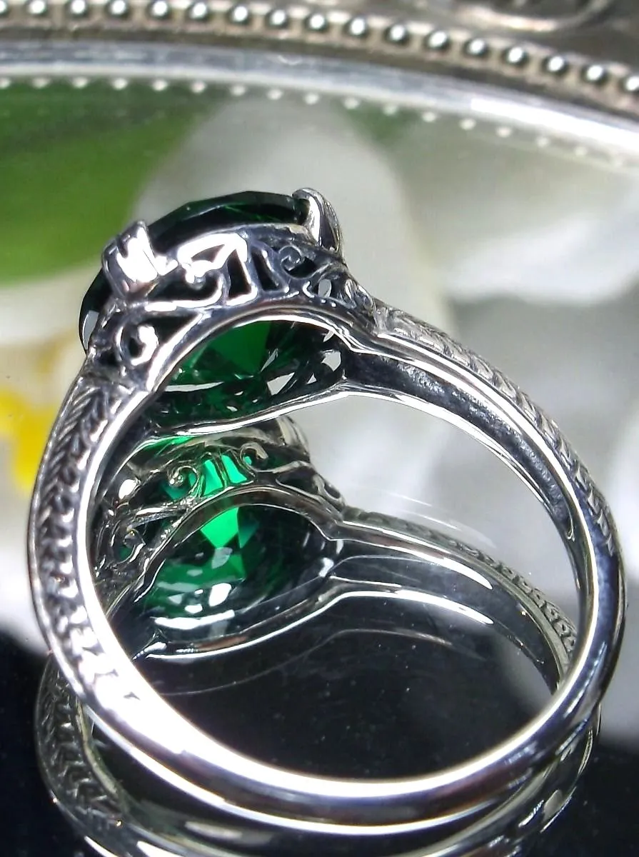 Natural Emerald Ring, Button Ring, Art Deco 1930's Style Jewelry, #D12