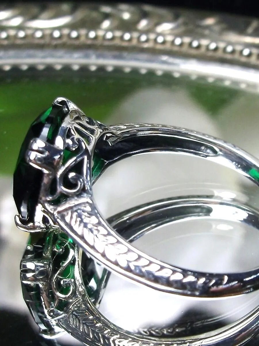 Natural Emerald Ring, Button Ring, Art Deco 1930's Style Jewelry, #D12