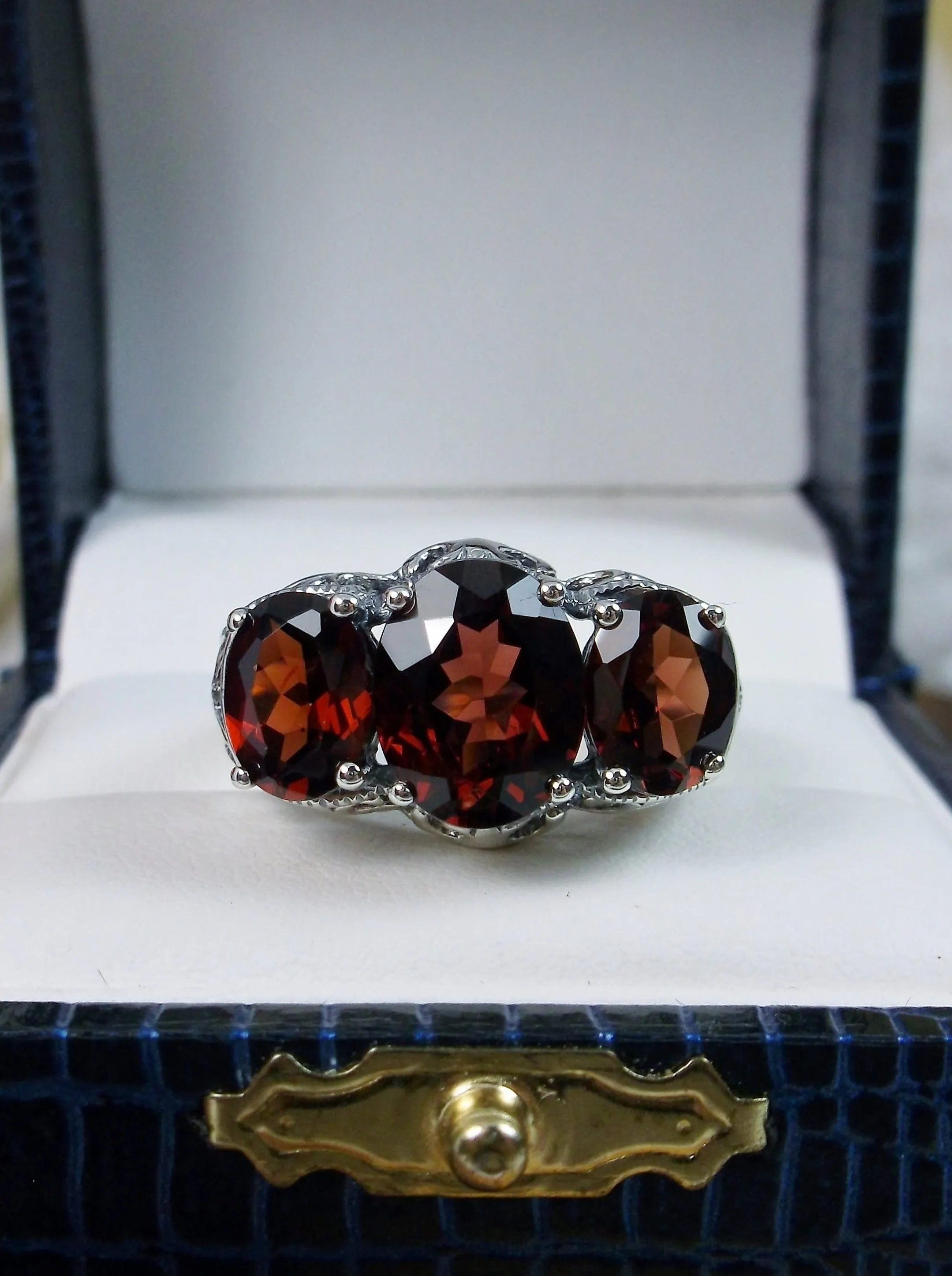 Natural Garnet Ring, Cocktail Ring, Art Deco Jewelry #D36
