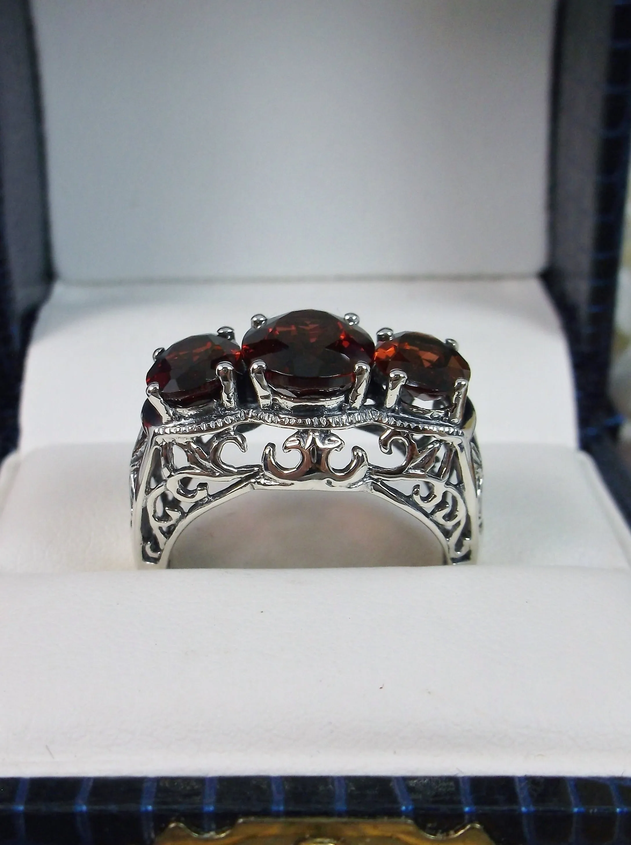 Natural Garnet Ring, Cocktail Ring, Art Deco Jewelry #D36