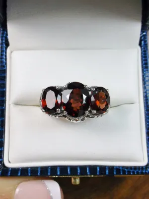 Natural Garnet Ring, Cocktail Ring, Art Deco Jewelry #D36