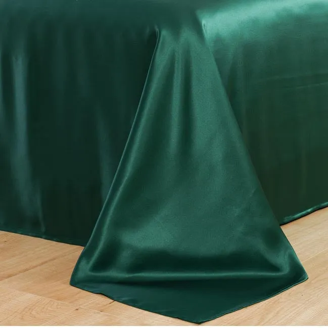 Natural Premium Mulberry Silk Flat Bed Sheet for Skin and Hair Care Multicolor