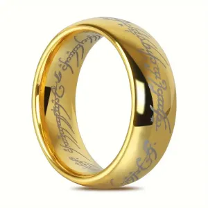 New LOTR Lord of the rings inspired One Ring 1pc Luxury 6mm 24K Gold Plated Stainless Steel Ring, Single Band for Men Sz 12