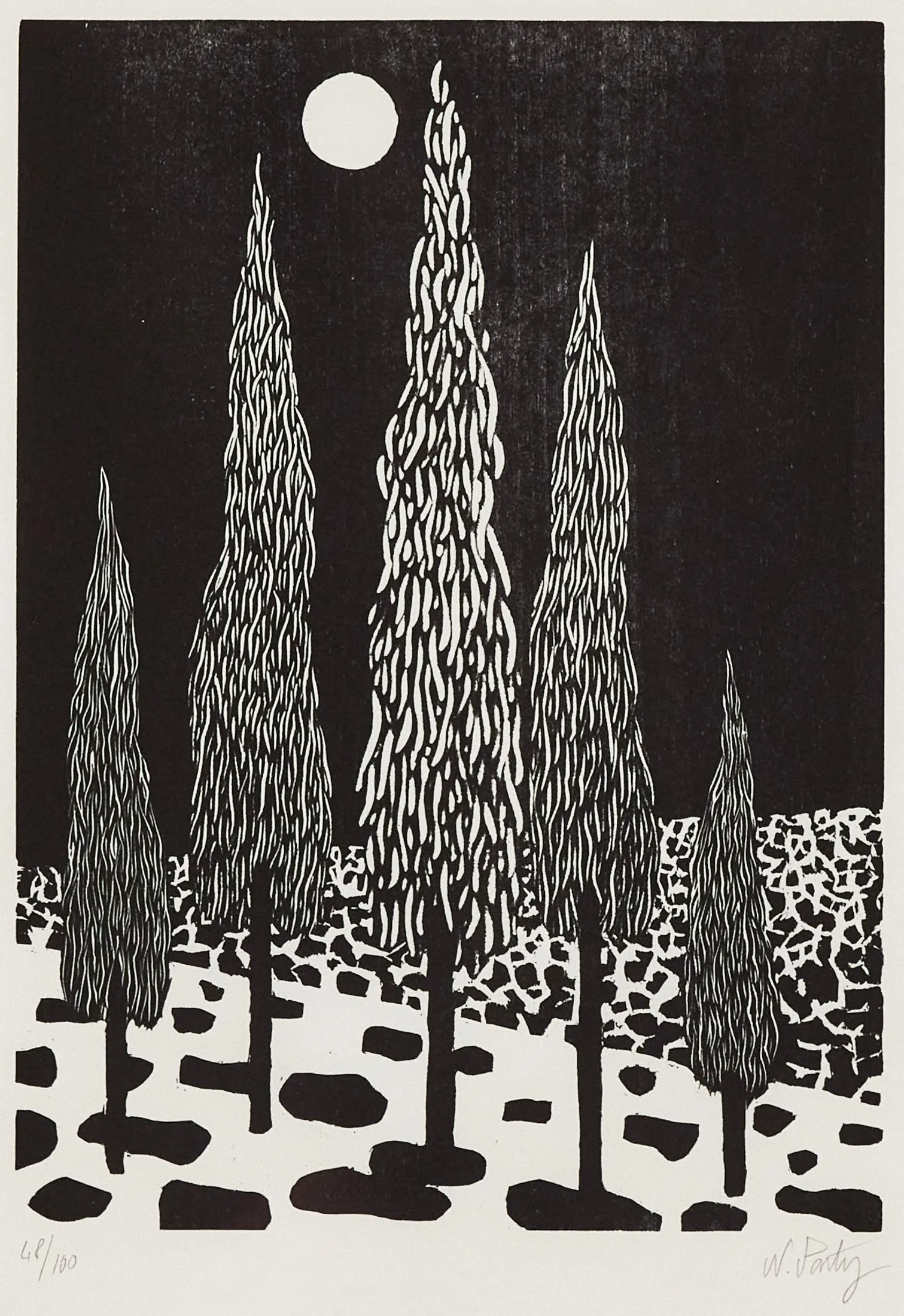 NICOLAS PARTY "TREES" WOODCUT, 2020