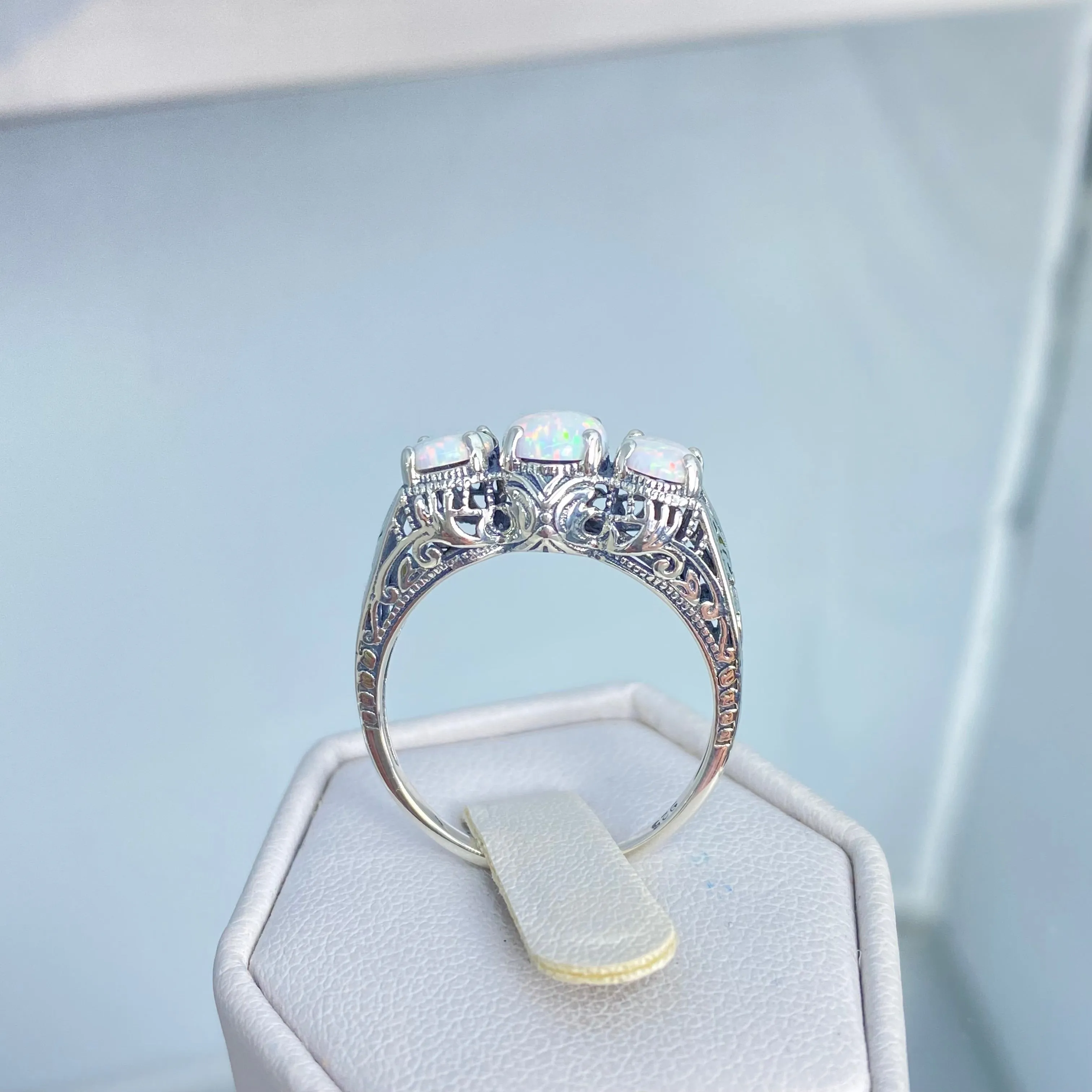 Opal Ring, Size 7, Art Deco Jewelry Design#D41 - Ready to Ship