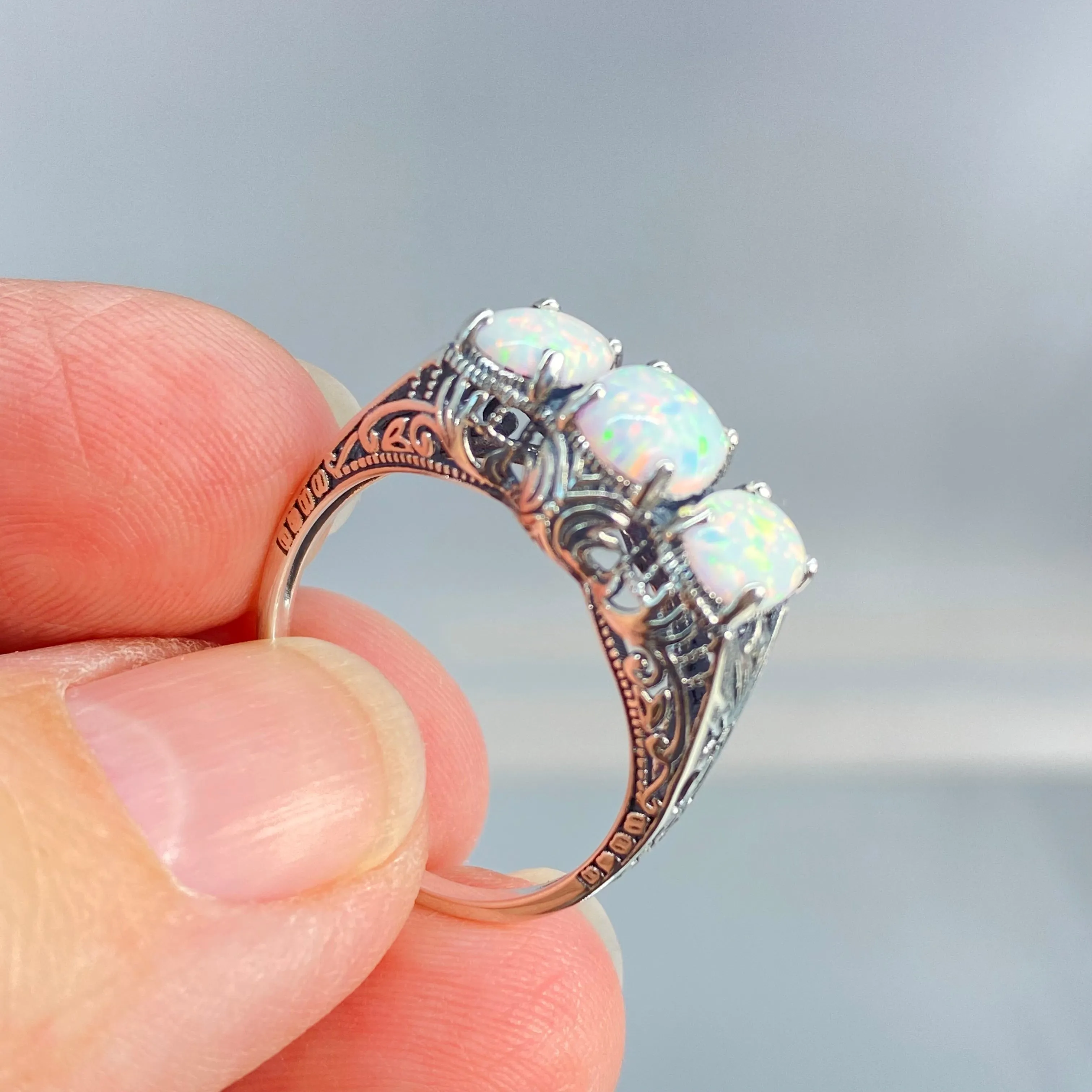 Opal Ring, Size 7, Art Deco Jewelry Design#D41 - Ready to Ship