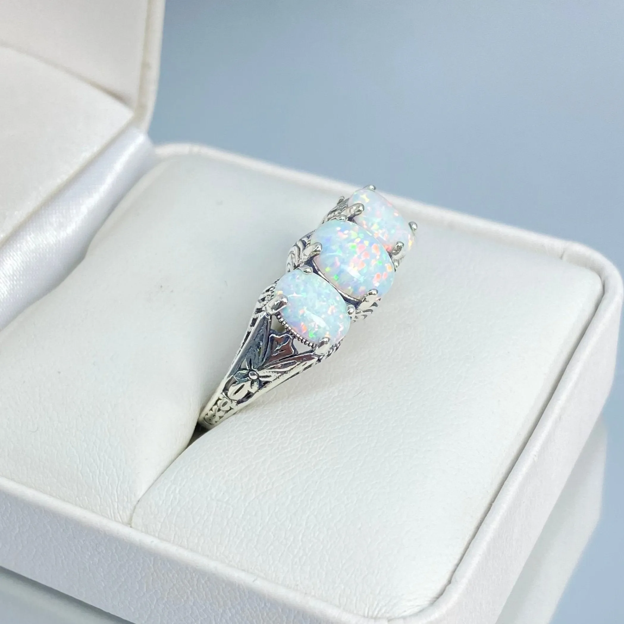 Opal Ring, Size 7, Art Deco Jewelry Design#D41 - Ready to Ship