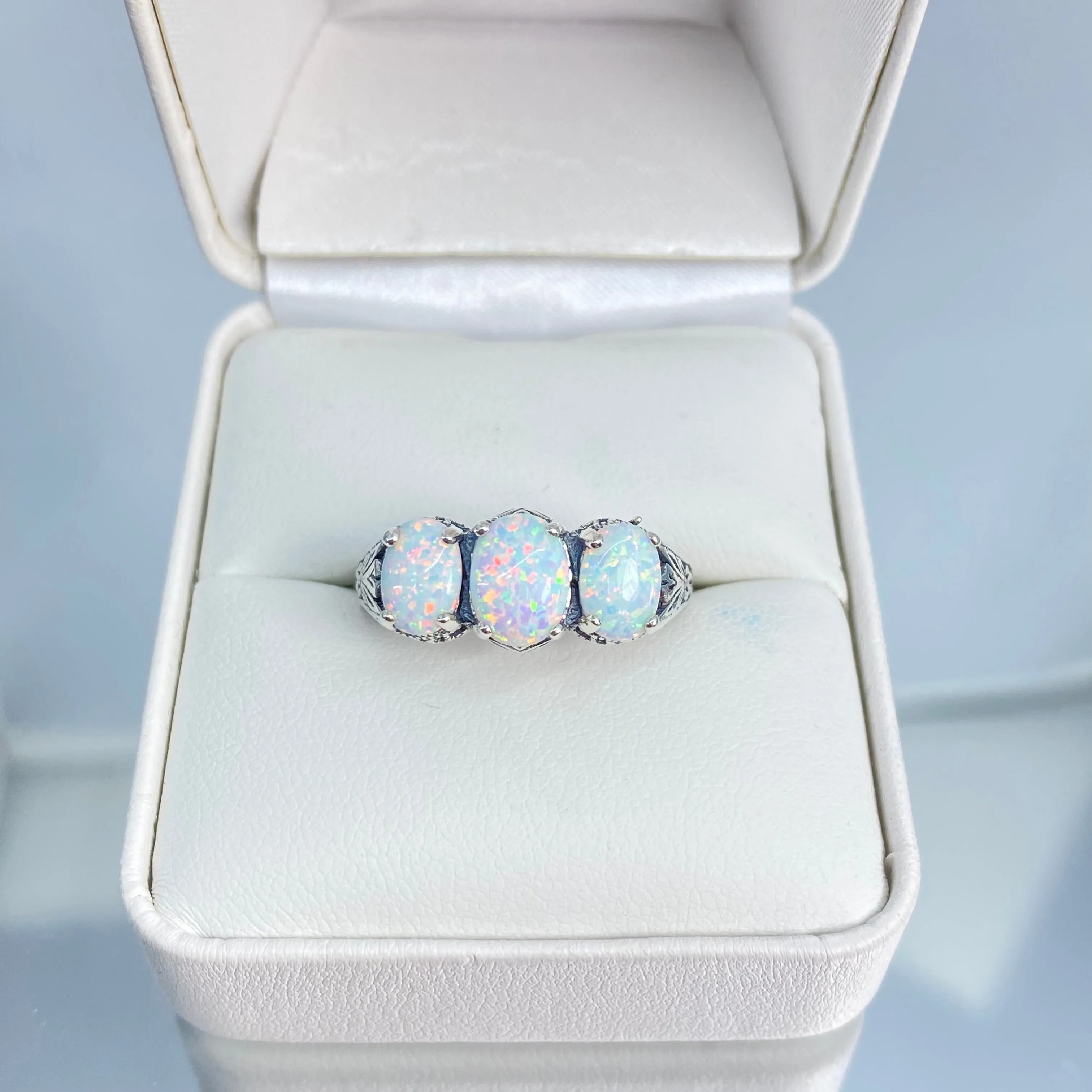 Opal Ring, Size 7, Art Deco Jewelry Design#D41 - Ready to Ship