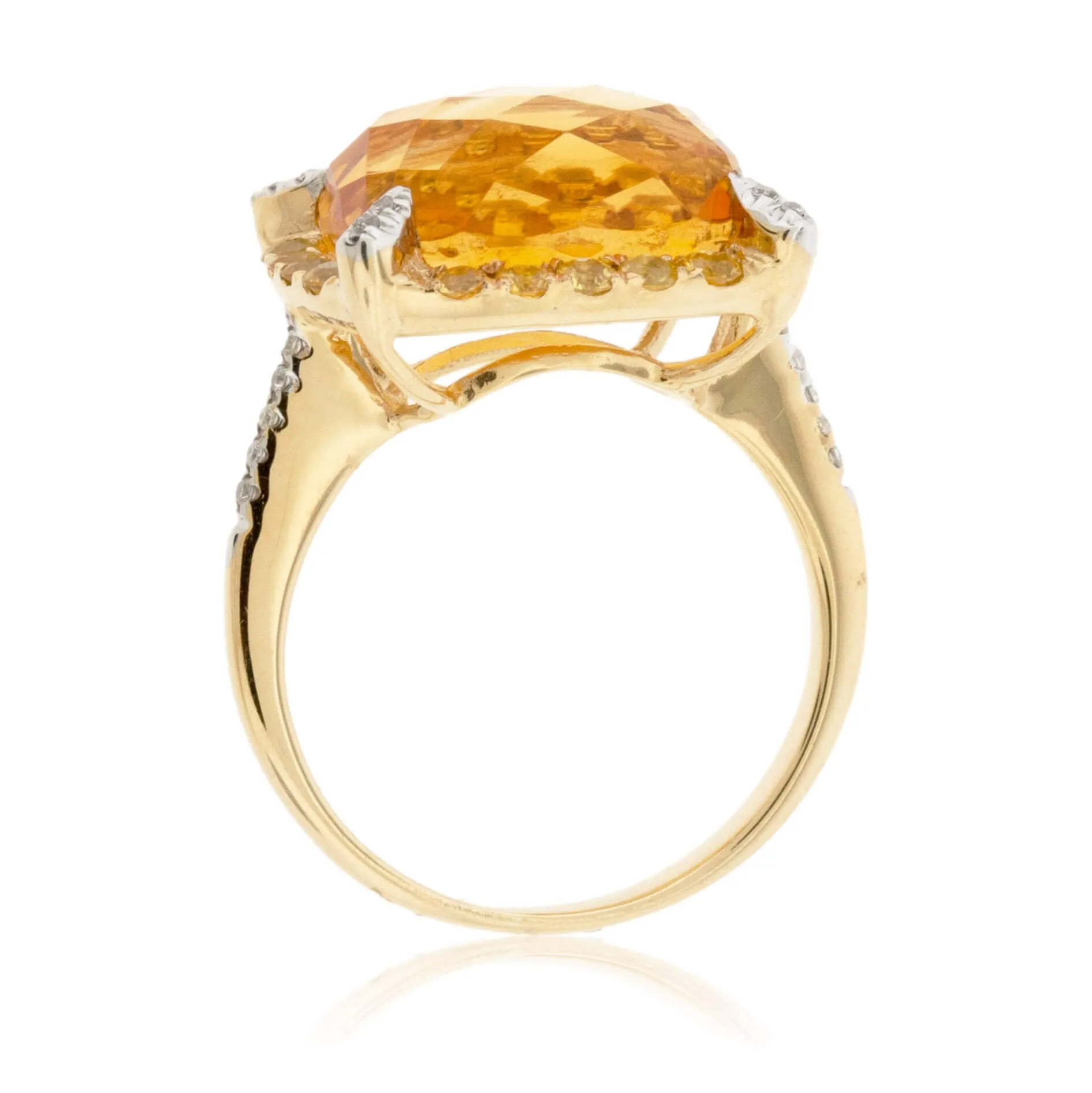 Oval Citrine, Yellow Sapphire and Diamond Ring