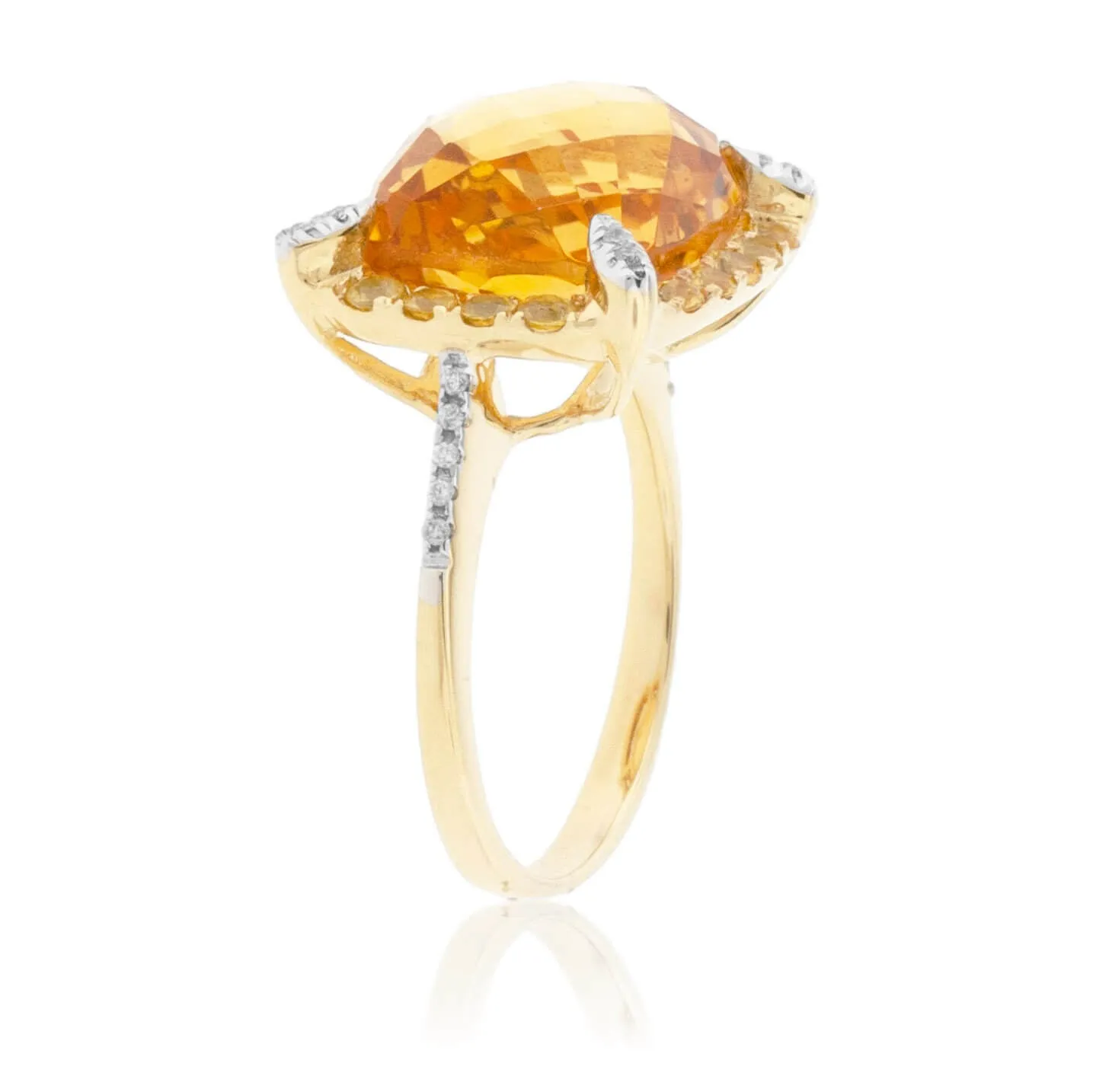 Oval Citrine, Yellow Sapphire and Diamond Ring