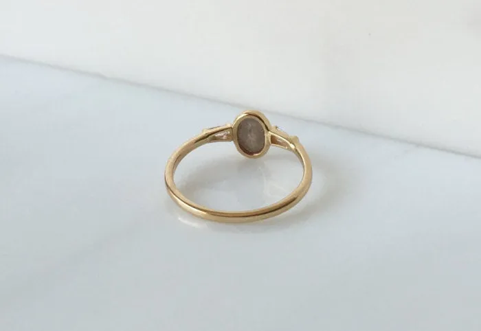 Oval Rustic Diamond Bezel Ring