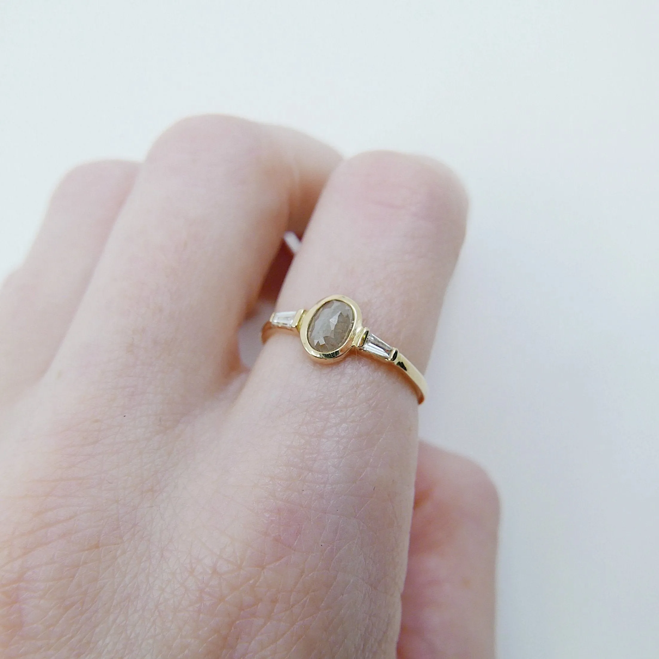 Oval Rustic Diamond Bezel Ring