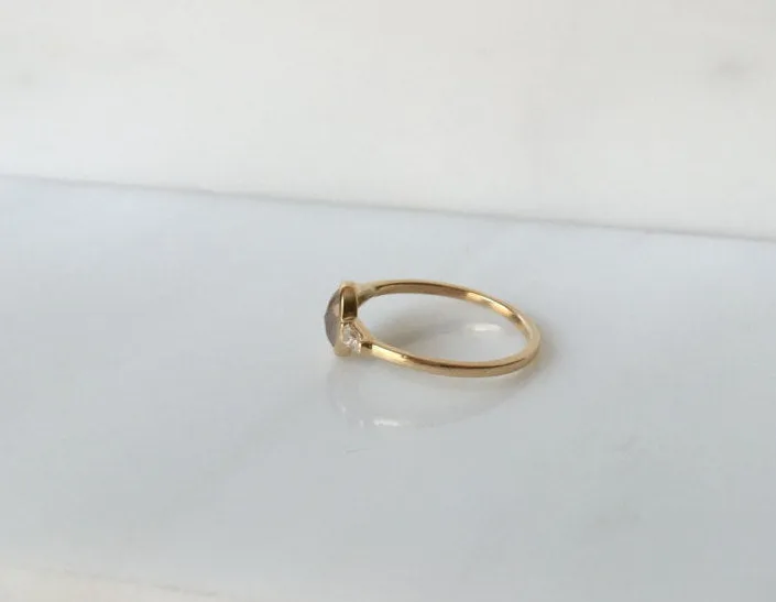 Oval Rustic Diamond Bezel Ring