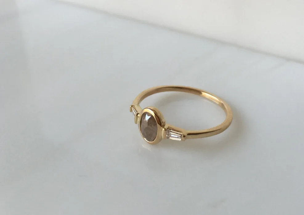 Oval Rustic Diamond Bezel Ring
