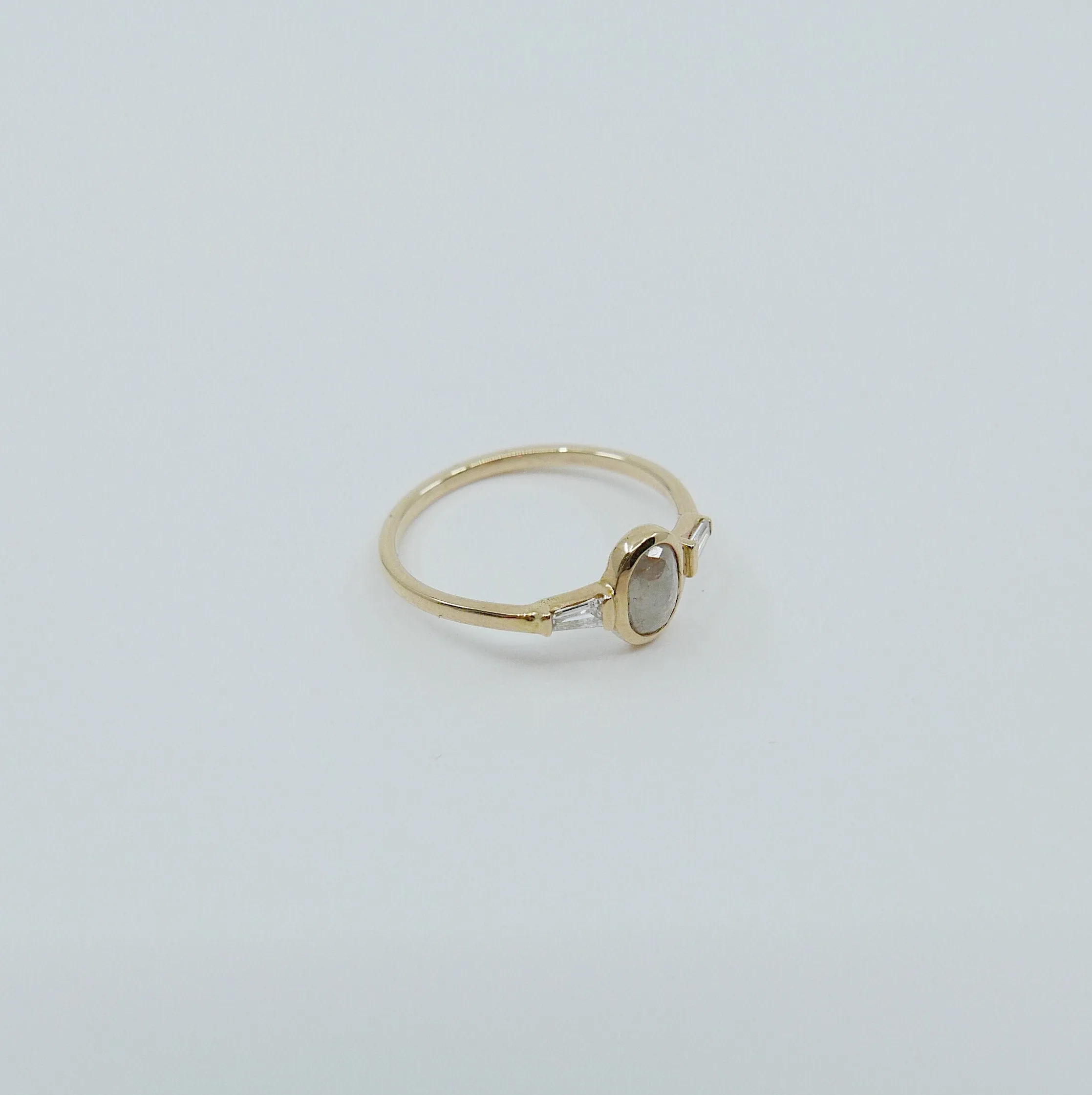 Oval Rustic Diamond Bezel Ring