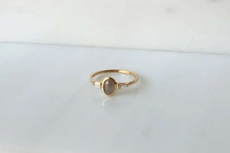 Oval Rustic Diamond Bezel Ring
