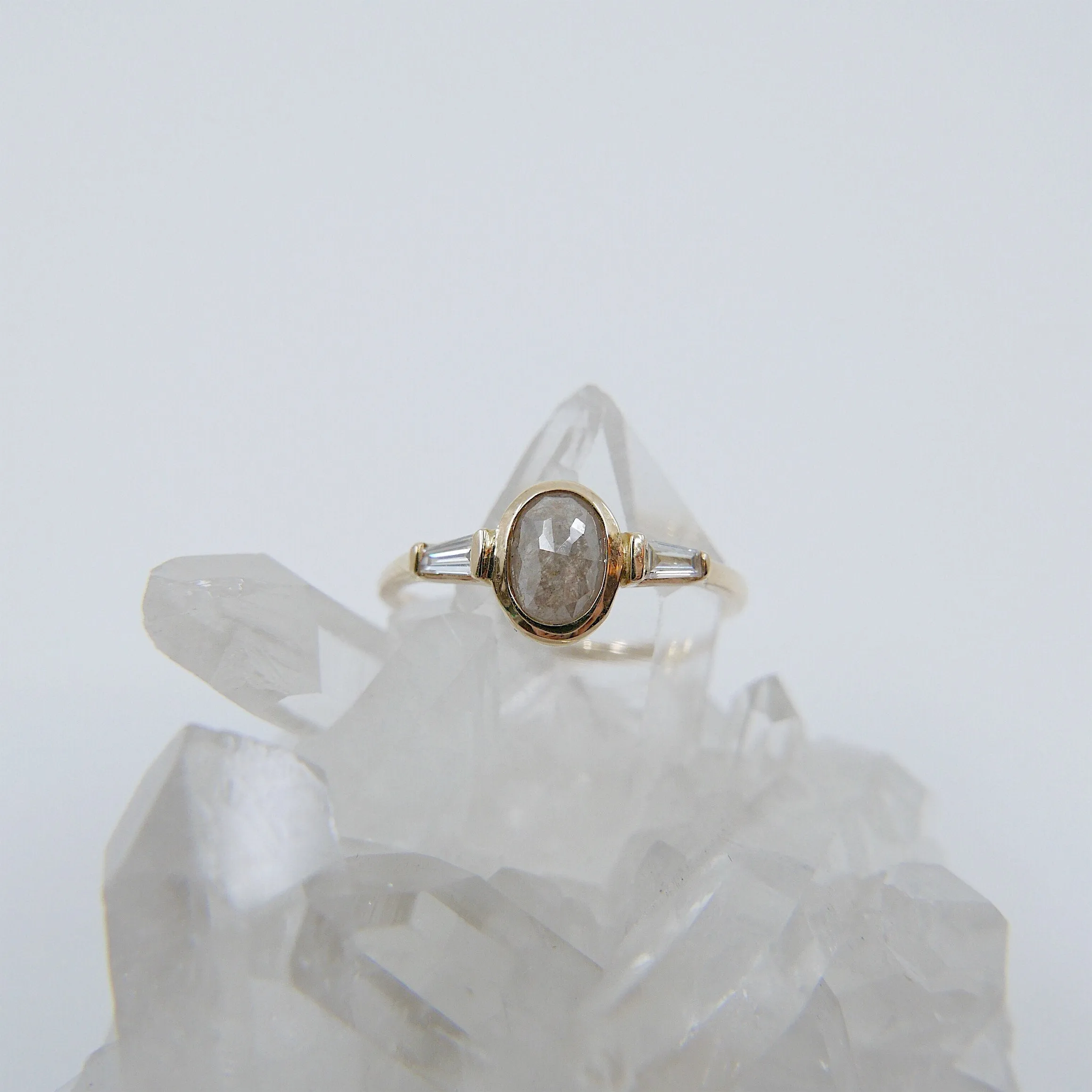 Oval Rustic Diamond Bezel Ring
