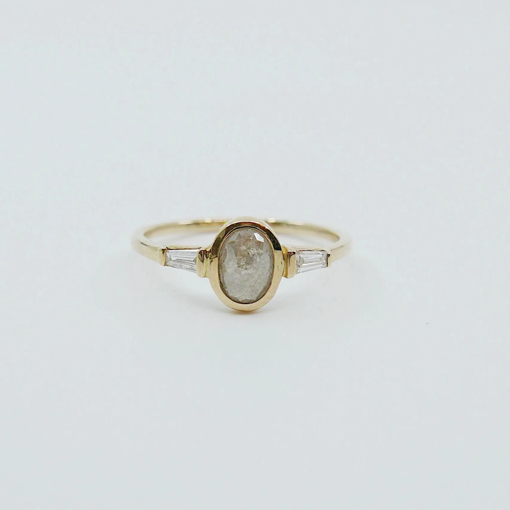 Oval Rustic Diamond Bezel Ring