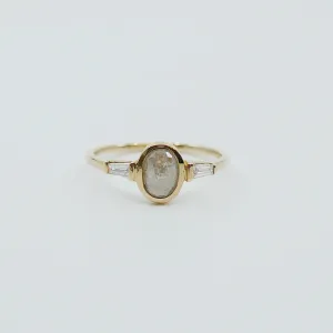 Oval Rustic Diamond Bezel Ring