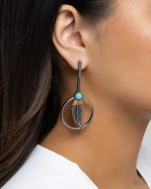 Paparazzi Feathered Future - Blue Earrings